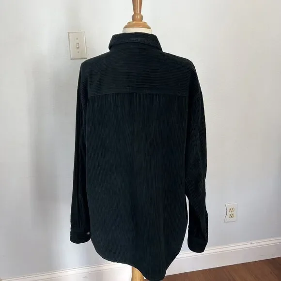 Loony Tunes Shacket Corduroy M Green Sylvester & Tweety Bird Button Up Shirt - Picture 4 of 10